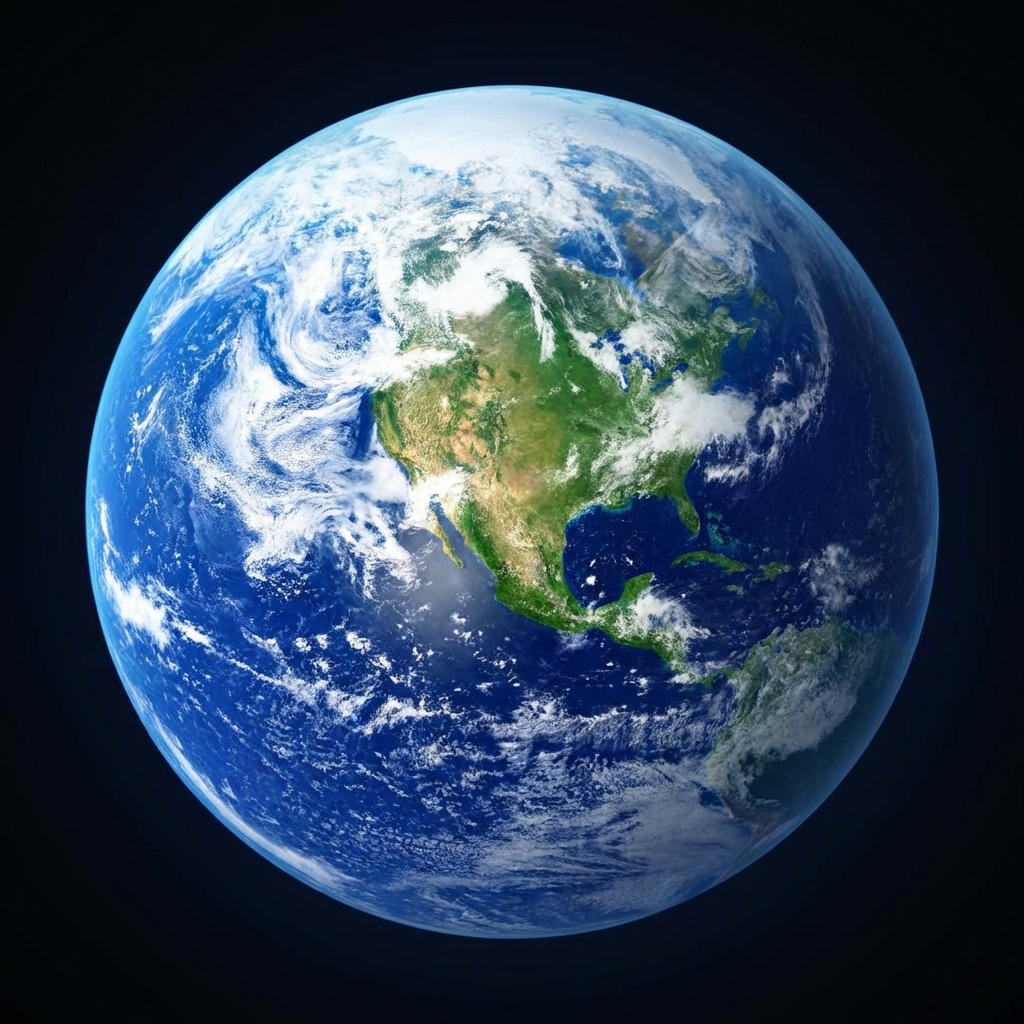 Stylized 3D render of Earth