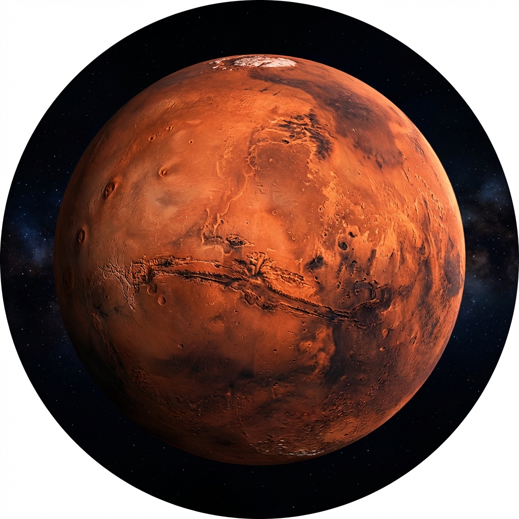Stylized 3D render of Mars