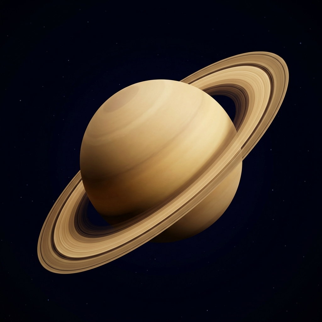 Stylized 3D render of Saturn